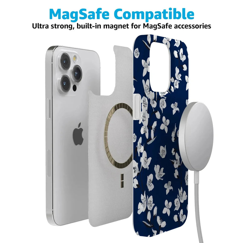 Floral Forest | Navy Cherry Blossom Floral Case iPhone Case get.casely 