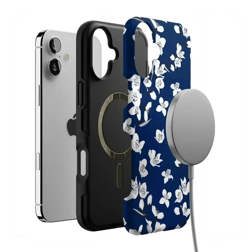 Floral Forest | Navy Cherry Blossom Floral Case iPhone Case get.casely 