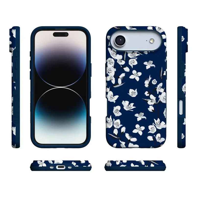 Floral Forest | Navy Cherry Blossom Floral Case iPhone Case get.casely 