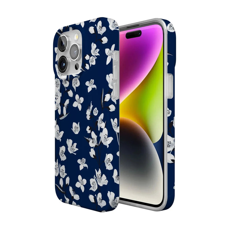 Floral Forest | Navy Cherry Blossom Floral Case iPhone Case get.casely 