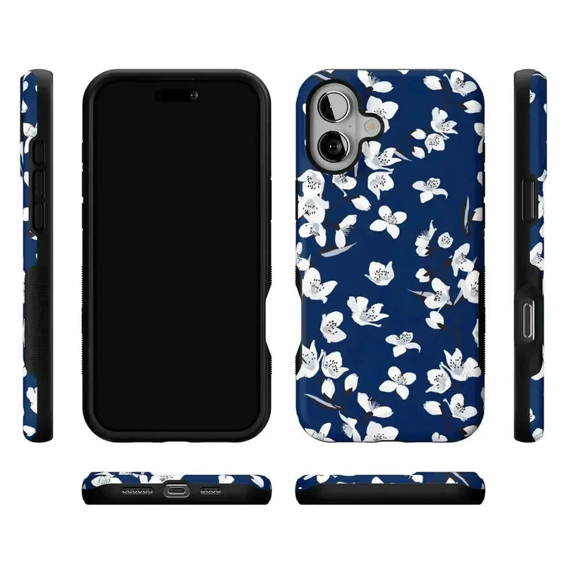 Floral Forest | Navy Cherry Blossom Floral Case iPhone Case get.casely 