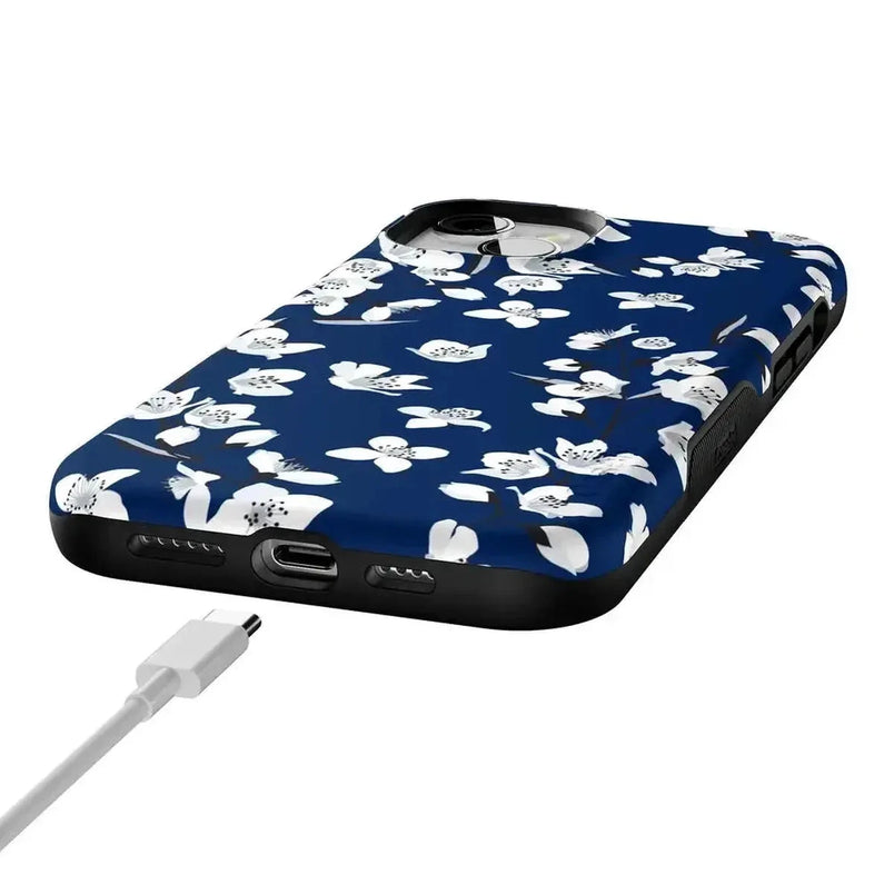 Floral Forest | Navy Cherry Blossom Floral Case iPhone Case get.casely 