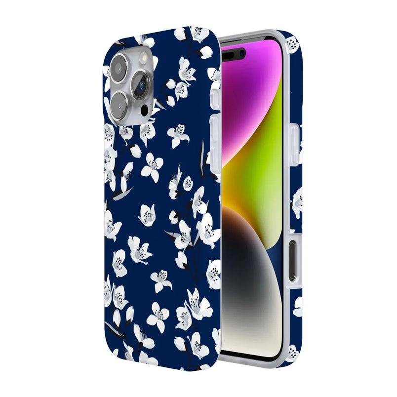 Floral Forest | Navy Cherry Blossom Floral Case iPhone Case get.casely 