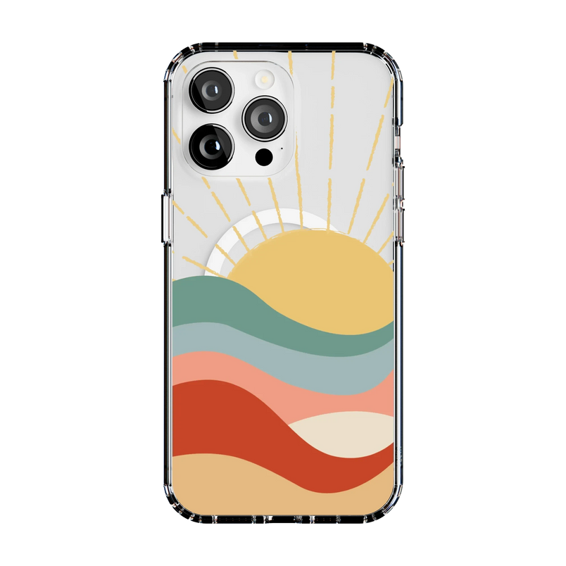 Here Comes the Sun | Colorblock Sunset Case iPhone Case get.casely Clear + MagSafe® iPhone 15 Pro Max 