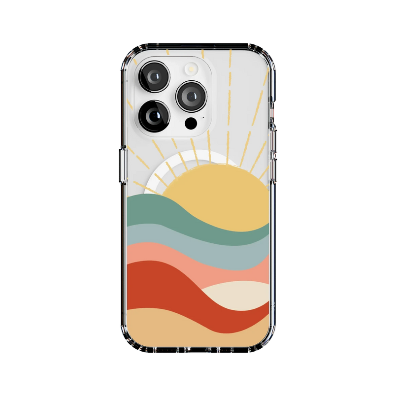 Here Comes the Sun | Colorblock Sunset Case iPhone Case get.casely Clear + MagSafe® iPhone 15 Pro 