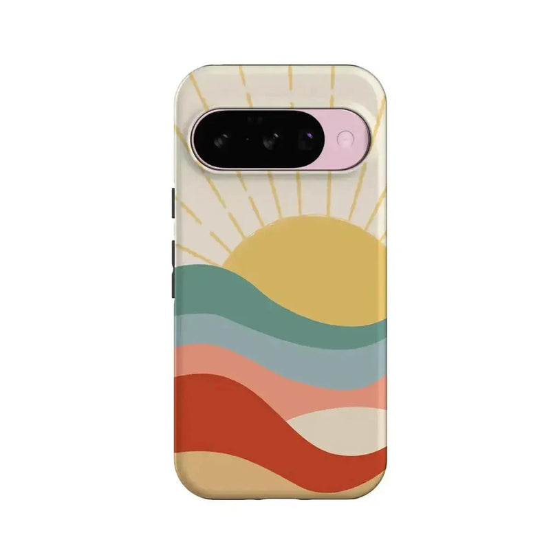Here Comes the Sun | Colorblock Sunset Google Pixel Case Google Pixel Case Casetry Essential + MagSafe® Google Pixel 10 