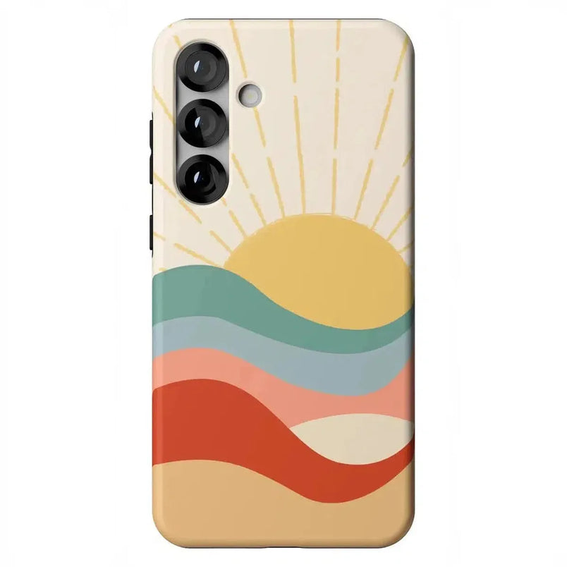 Here Comes the Sun | Colorblock Sunset Samsung Case Samsung Case Casetry Essential + MagSafe® Galaxy S25 Plus 