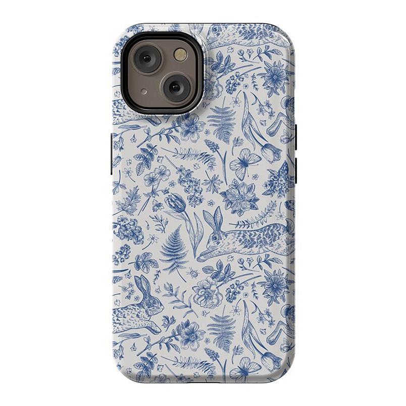 Hop & Bloom | Bunny Toile Case Phone Case Casetry Essential + MagSafe® iPhone 14