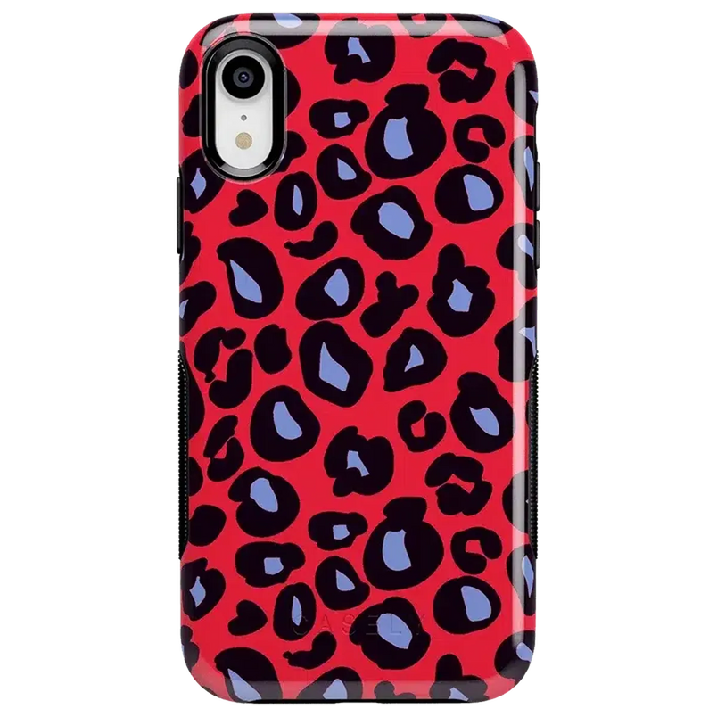 Into the Wild | Red & Blue Leopard Print Case iPhone Case get.casely Bold iPhone XR 
