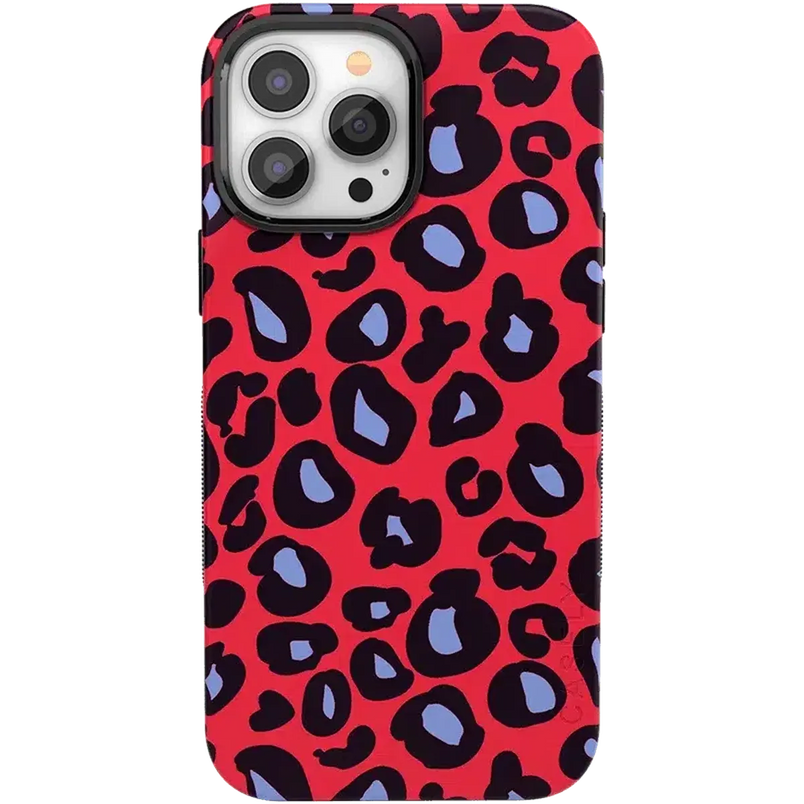Into the Wild | Red & Blue Leopard Print Case iPhone Case get.casely Bold + MagSafe® iPhone 13 Pro 