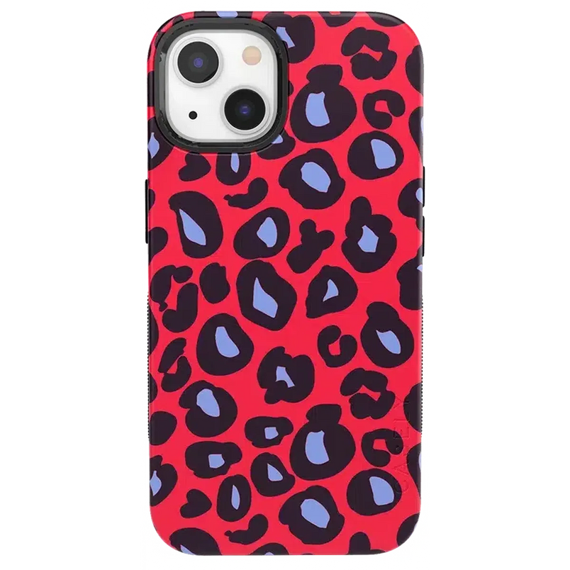 Into the Wild | Red & Blue Leopard Print Case iPhone Case get.casely Bold + MagSafe® iPhone 13 