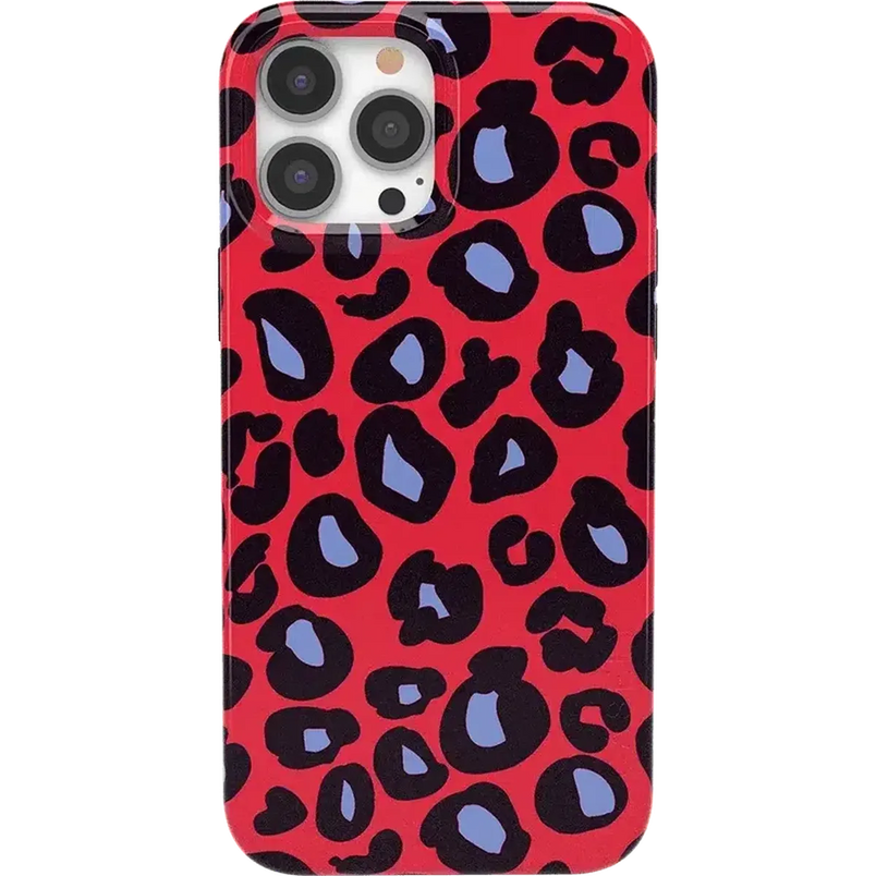 Into the Wild | Red & Blue Leopard Print Case iPhone Case get.casely Classic + MagSafe® iPhone 13 Pro 