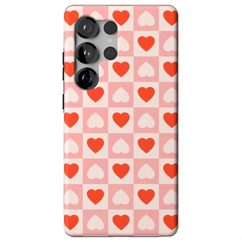 King of My Heart | Checkered Hearts Case Phone Case Casetry Essential + MagSafe® Galaxy S25 Ultra