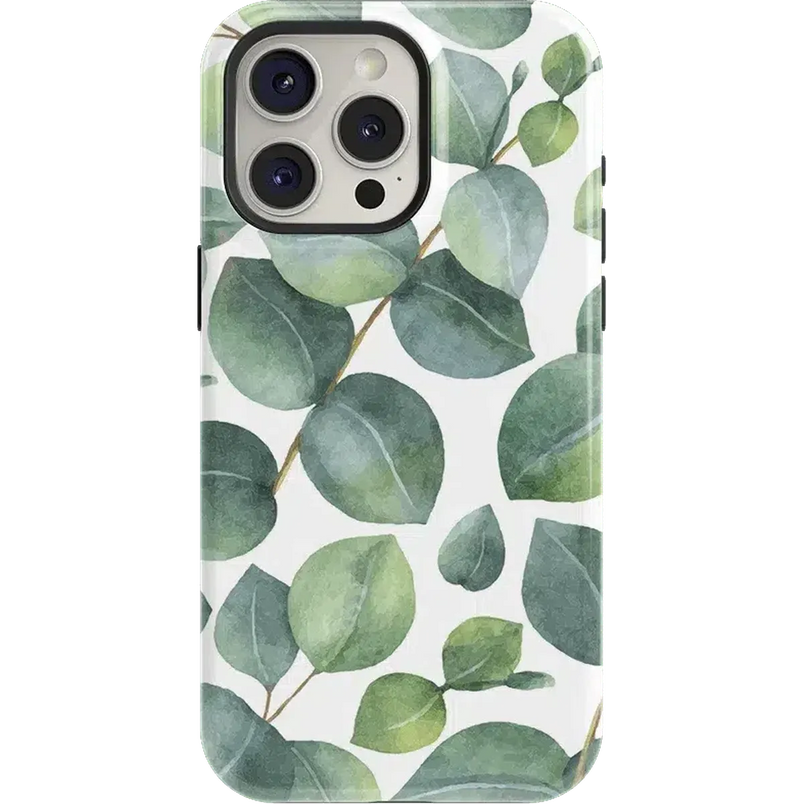 Leaf Me Alone | Green Floral Print Case iPhone Case get.casely Essential + MagSafe® iPhone 15 Pro 