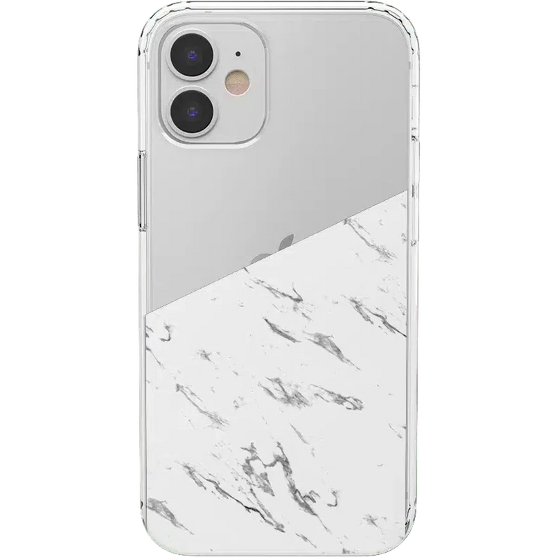 Let's Split | Half White Clear Marble Case iPhone Case get.casely Classic iPhone 12 