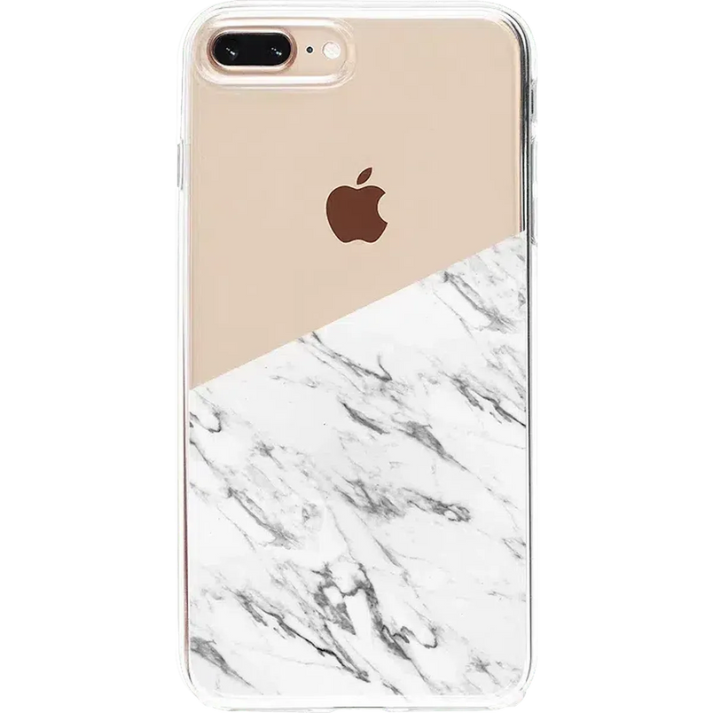 Let's Split | Half White Clear Marble Case iPhone Case get.casely Classic iPhone 6/7/8 Plus 