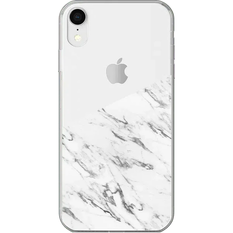Let's Split | Half White Clear Marble Case iPhone Case get.casely Classic iPhone XR 