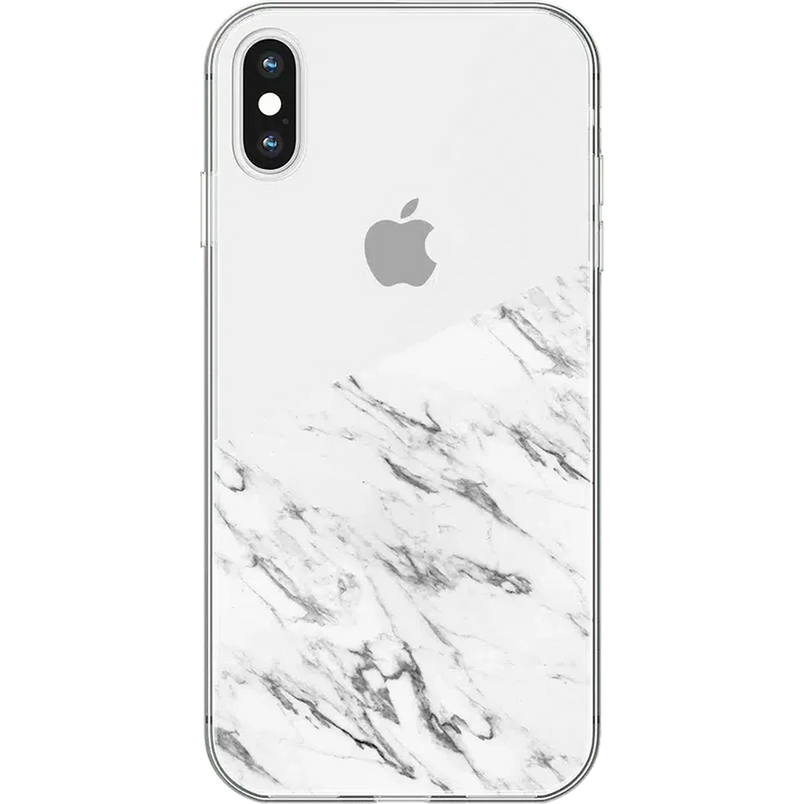 Let's Split | Half White Clear Marble Case iPhone Case get.casely Classic iPhone X / XS 