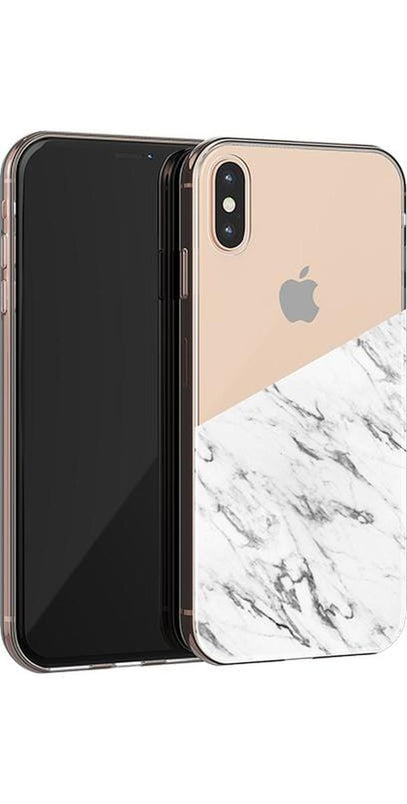 Let's Split | Half White Clear Marble Case iPhone Case get.casely 