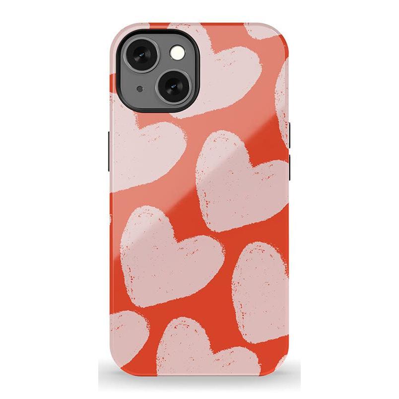 The Valentine's Collection | Red Painted Hearts Case Phone Case Casetry Essential + MagSafe® iPhone 13