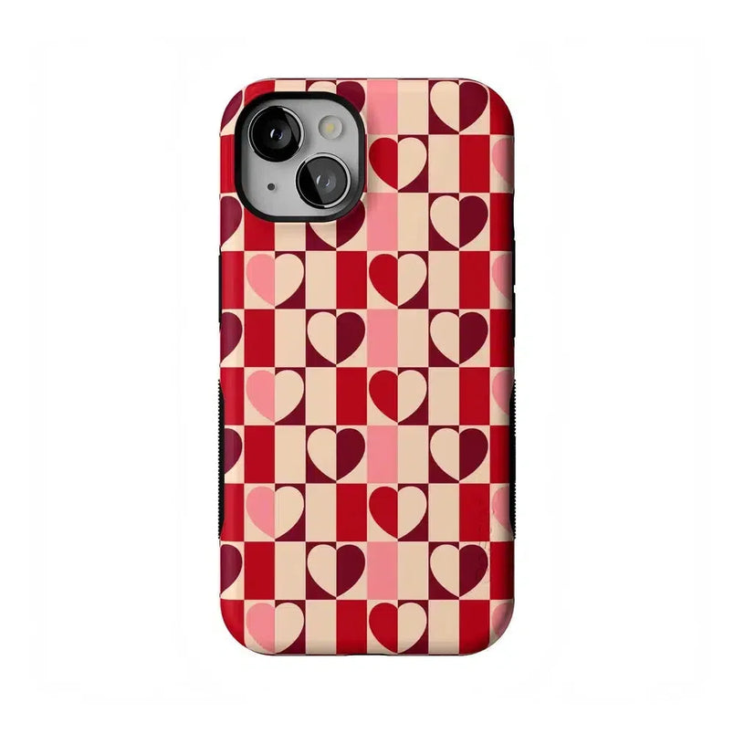 Love's a Game | Retro Hearts Case Phone Case Casetry Bold Flex + MagSafe® iPhone 13