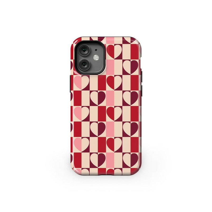 Love's a Game | Retro Hearts Case Phone Case Casetry Essential + MagSafe® iPhone 12 Mini