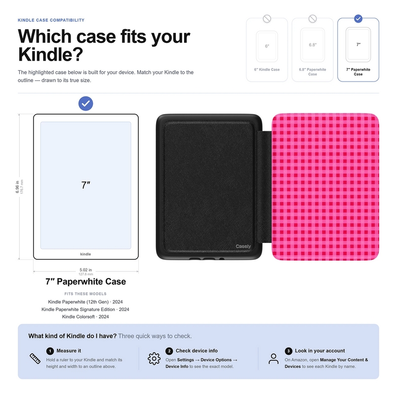 Sweet Jam | Hot Pink Gingham Kindle Case
