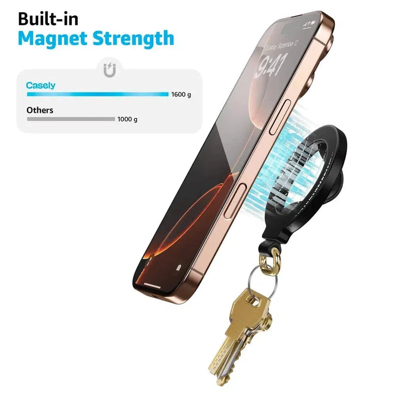 MagRing+ | Black Magnetic Adjustable Phone Ring with Keychain MagRing+ get.casely 