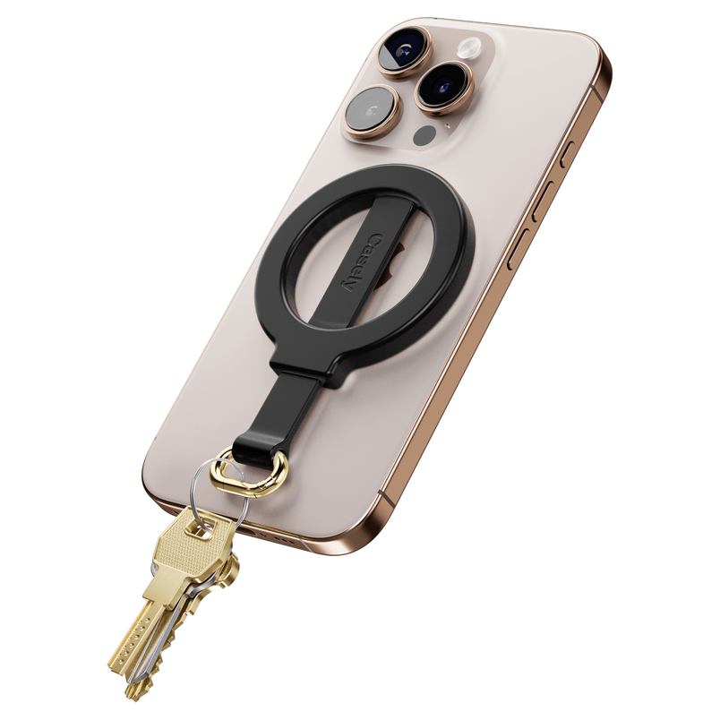 MagRing+ | Black Magnetic Adjustable Phone Ring with Keychain MagRing+ get.casely 