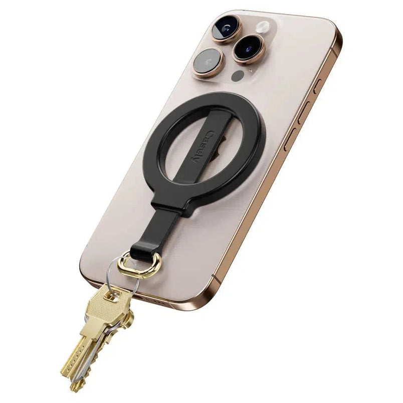 MagRing+ | Black Magnetic Adjustable Phone Ring with Keychain MagRing+ get.casely 
