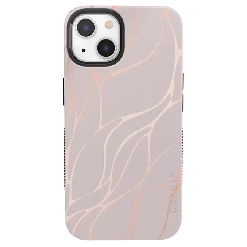Midnight Ride | Pink and Gold Metallic Waves Case iPhone Case get.casely Bold + MagSafe® iPhone 13 