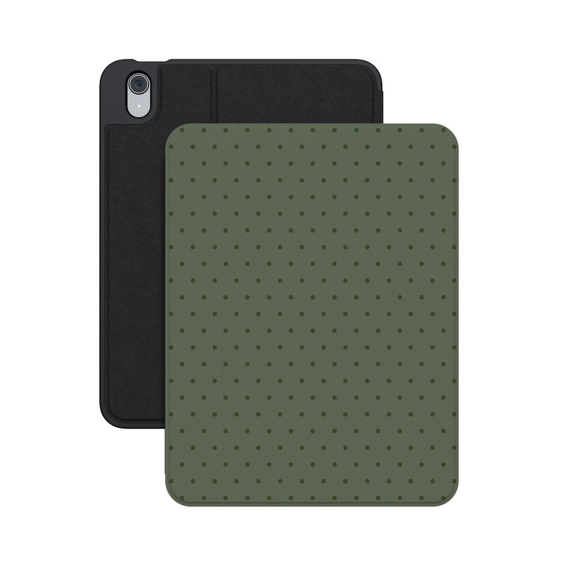 On the Dot | Olive Green Polka Dot iPad Case - iPad 10.9" (10th Gen / A16)
