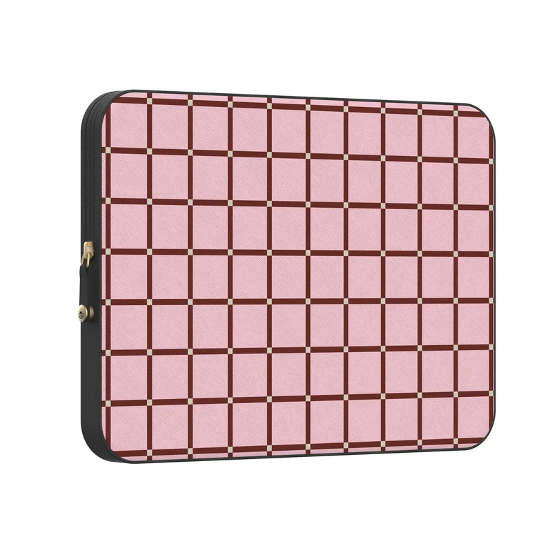 Uptown Gridlock | Pink Checkerboard Laptop Case