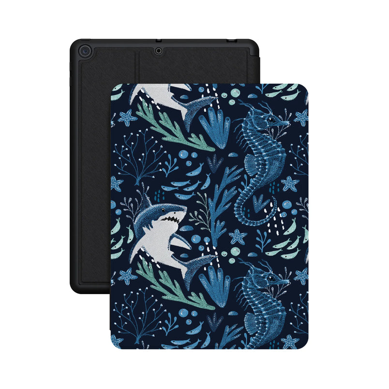 Midnight Reef | Shark Print iPad Case - iPad 10.2" (7/8/9th Gen)