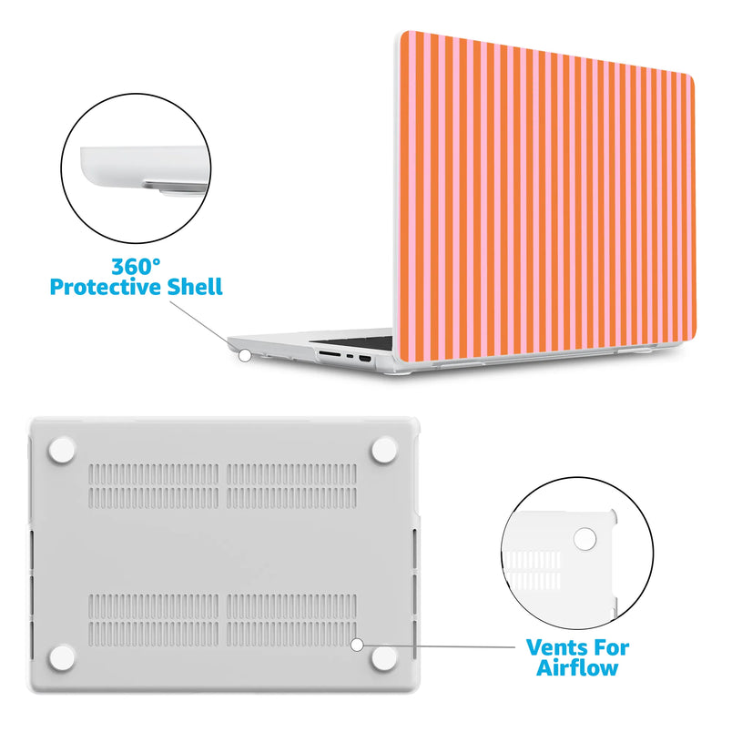 Perfect Stripes | Orange & Pink Stripes Laptop Shell