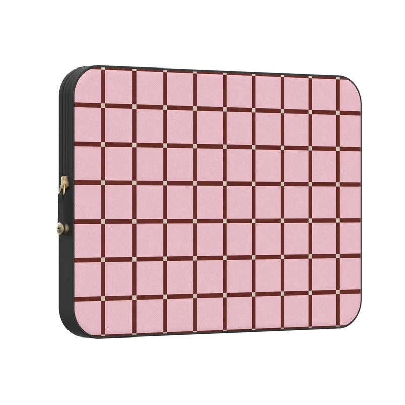 Uptown Gridlock | Pink Checkerboard Laptop Case