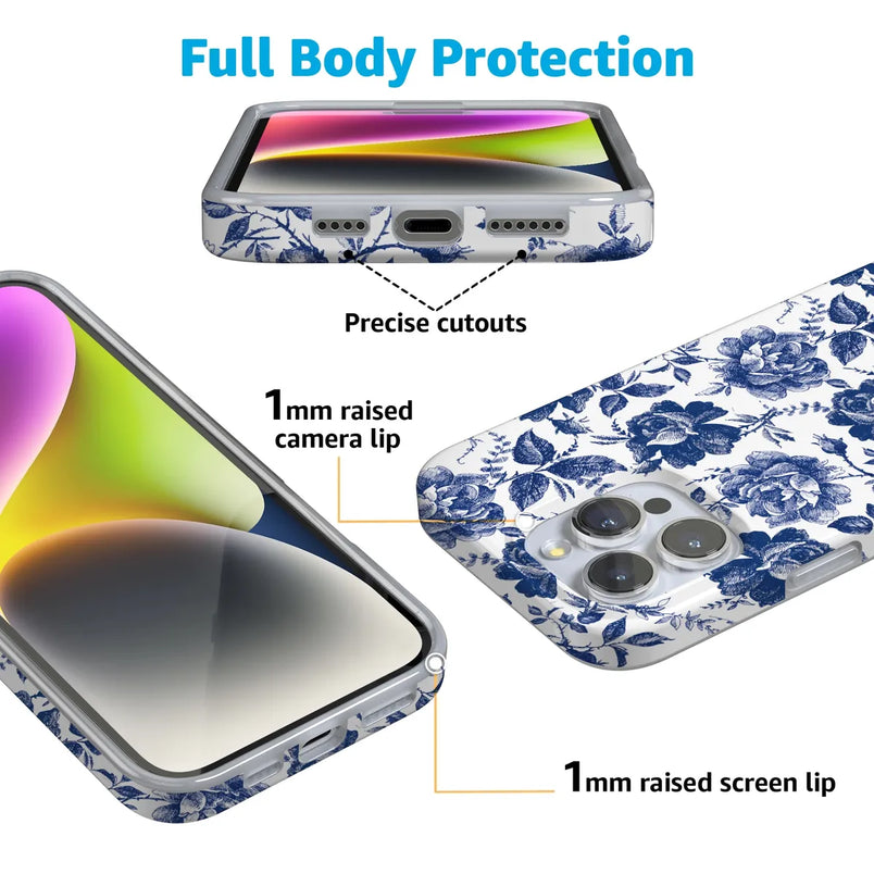 Rose to Fame | Blue & White Rose Floral Case