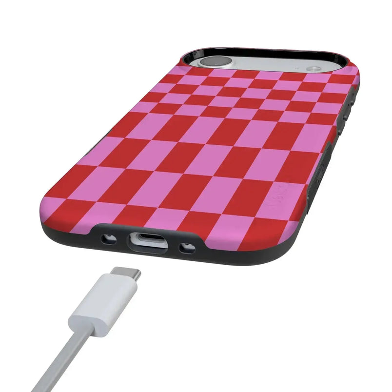 Vibe Check | Pink Checkerboard Case