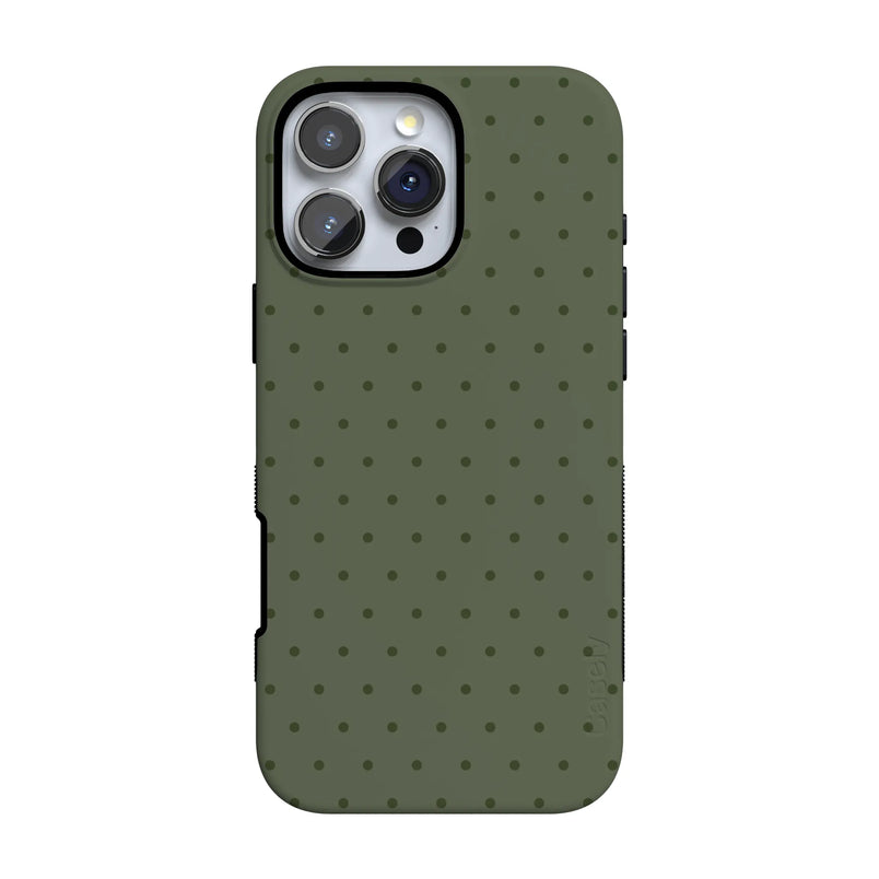 On the Dot | Olive Green Polka Dot Case - iPhone 16 Pro