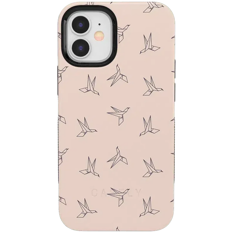 Paper Crane Origami | Beige Pattern iPhone Case get.casely Bold iPhone 12 