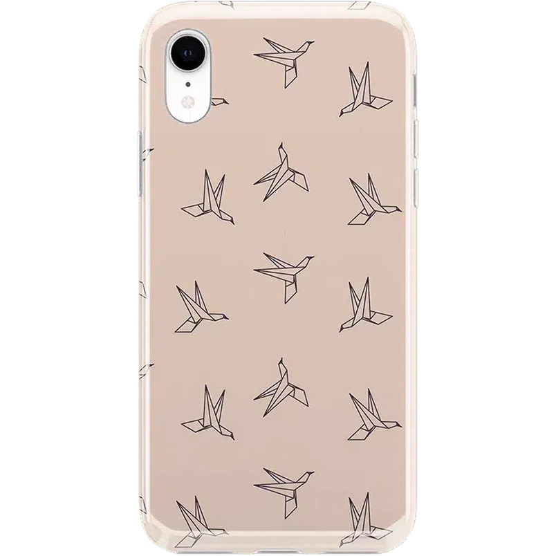Paper Crane Origami | Beige Pattern iPhone Case get.casely Classic iPhone XR 