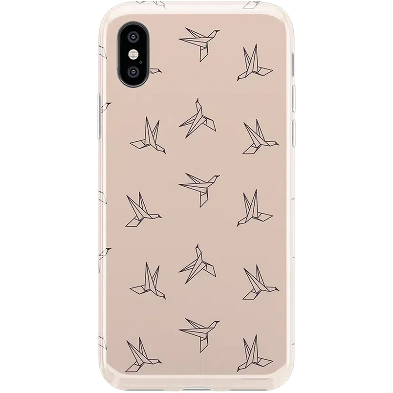 Paper Crane Origami | Beige Pattern iPhone Case get.casely 
