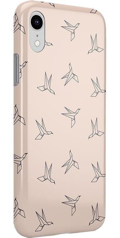 Paper Crane Origami | Beige Pattern iPhone Case get.casely 
