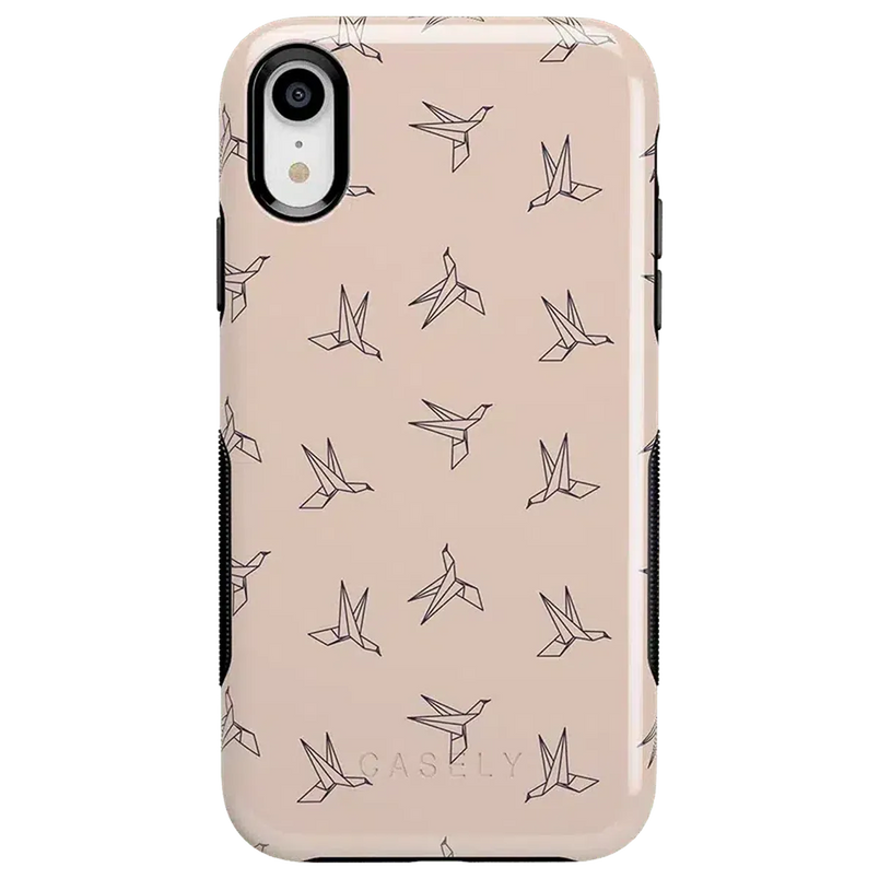 Paper Crane Origami | Beige Pattern iPhone Case get.casely 