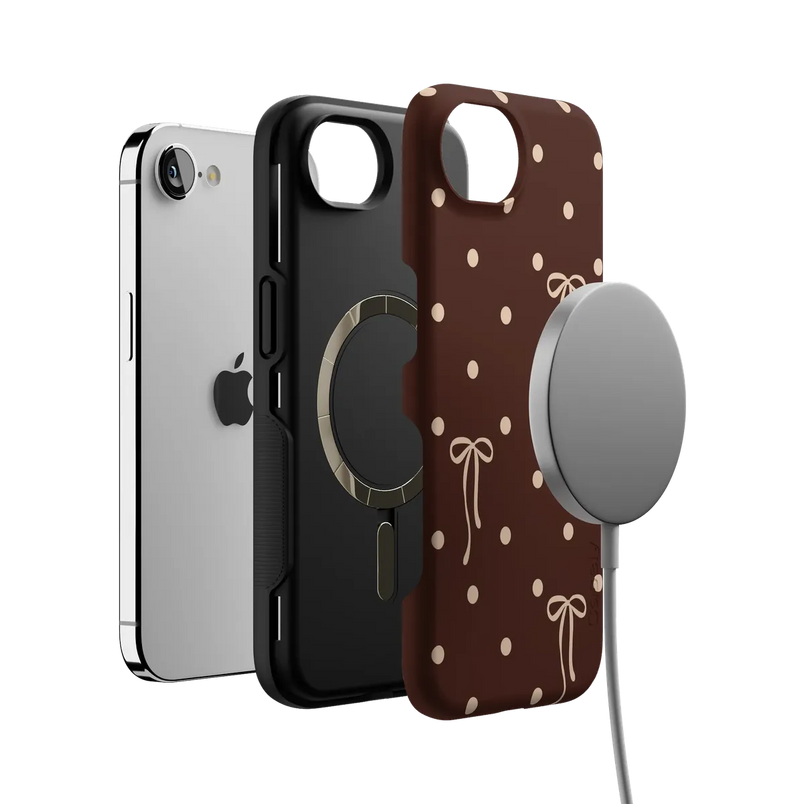 Teddy Bows | Brown Polka Dot Case