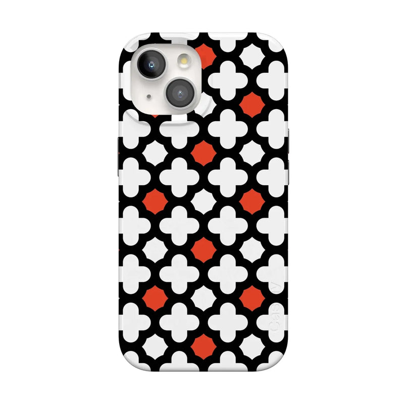 Red Lattice Tile | High Contrast Design Case Phone Case Casetry Classic + MagSafe® iPhone 15 