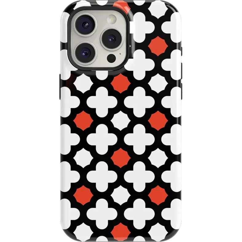 Red Lattice Tile | High Contrast Design Case Phone Case Casetry Essential + MagSafe® iPhone 15 Pro