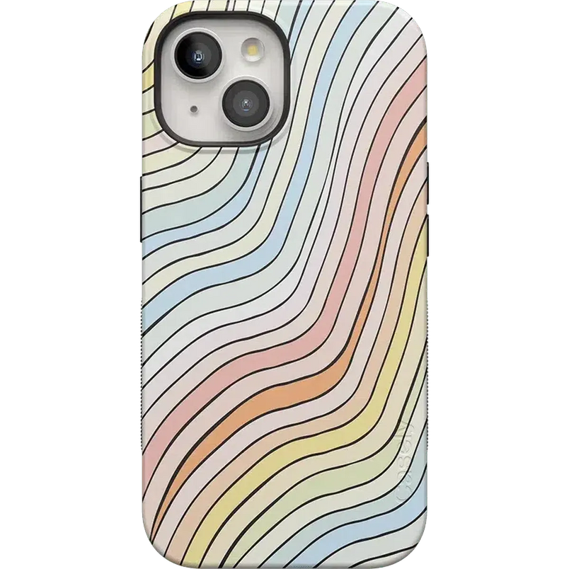 Ride The Wave | Pastel Rainbow Lined Case iPhone Case get.casely Bold + MagSafe® iPhone 15 Plus 