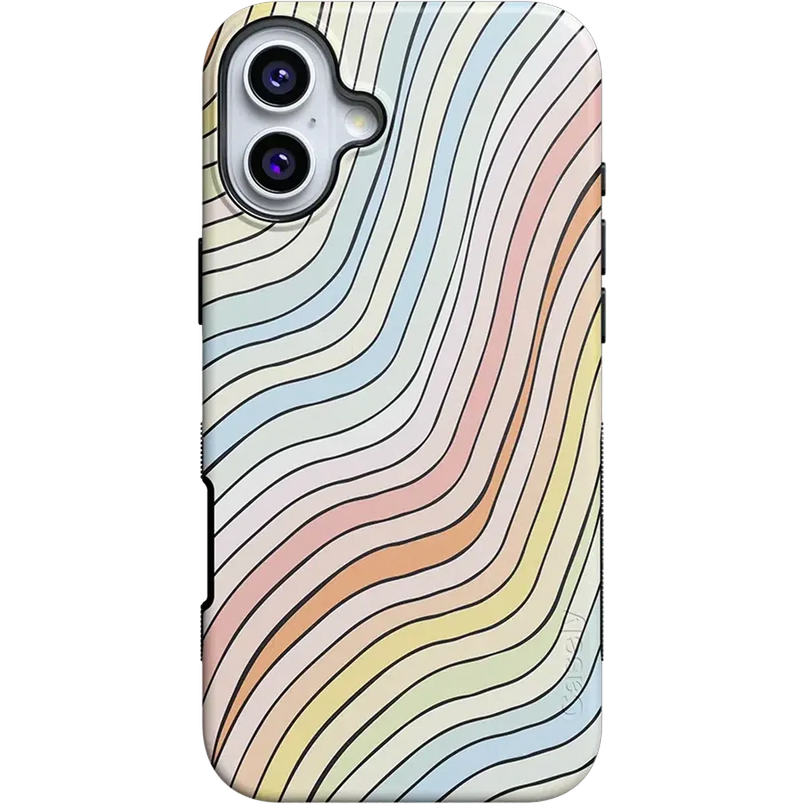 Ride The Wave | Pastel Rainbow Lined Case iPhone Case get.casely Bold + MagSafe® iPhone 16 Plus 