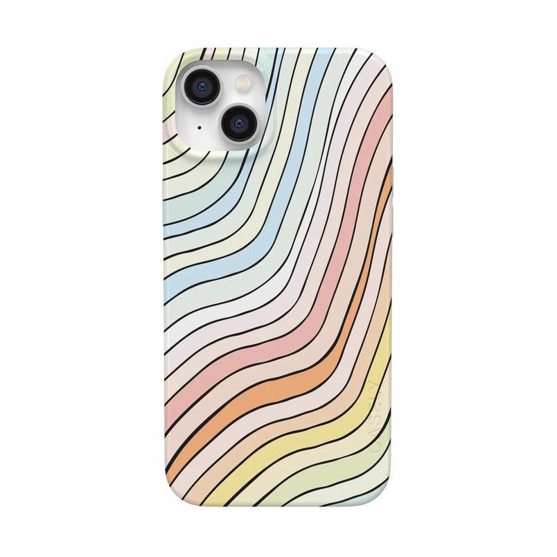 Ride The Wave | Pastel Rainbow Lined Case iPhone Case get.casely Classic + MagSafe® iPhone 14 Plus 